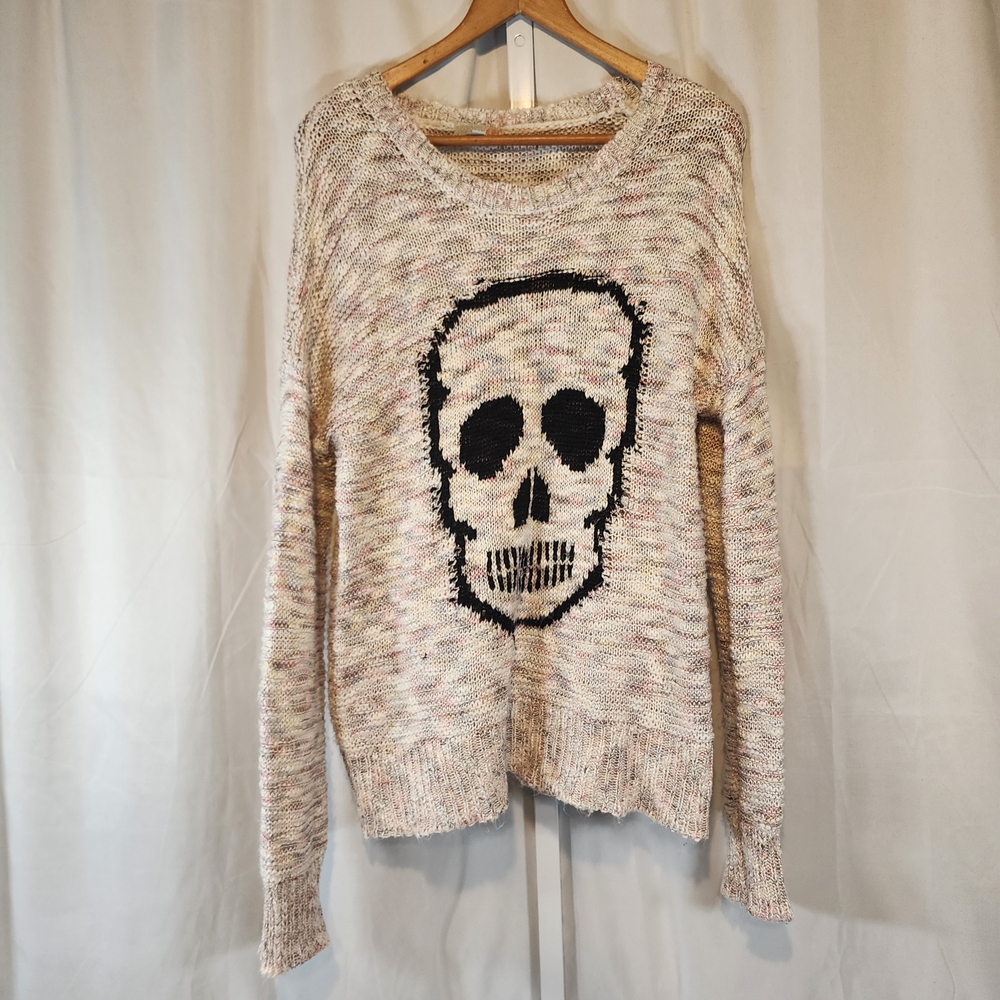 Gianni Bini Skull Sweater; Multicolored Pastels; Women’s Size Lrg
